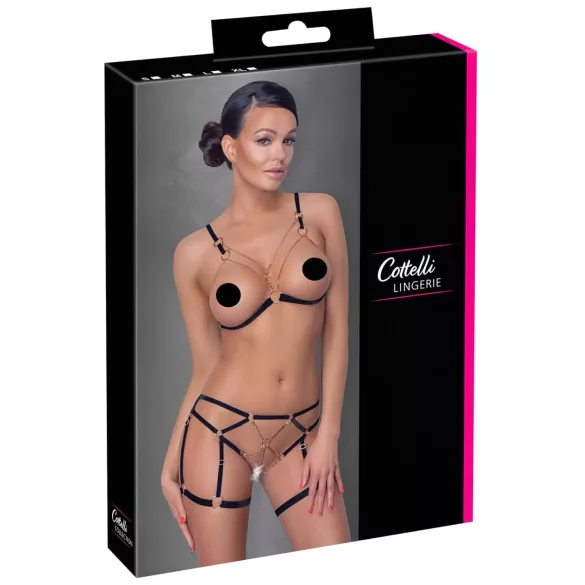 Cottelli - ham pentru corp cu lanț decorativ - 2 piese - negru - M