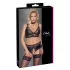 Cottelli Curves - set lenjerie sexy cu efect lucios - negru