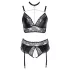 Cottelli Curves - set lenjerie sexy cu efect lucios - negru