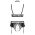 Cottelli Curves - set lenjerie sexy cu efect lucios - negru