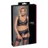 Cottelli Curves - set lenjerie sexy cu efect lucios - negru - 3XL