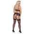 Cottelli Curves - set lenjerie sexy cu efect lucios - negru - 3XL
