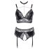 Cottelli Curves - set lenjerie sexy cu efect lucios - negru - 3XL