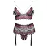 Cottelli Curves - set sutien deschis cu flori (negru)