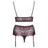 Cottelli Curves - set sutien deschis cu flori (negru)