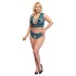 Cottelli Curves - set lenjerie cu dantelă și corset (albastru) - 2XL