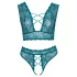 Cottelli Curves - set lenjerie cu dantelă și corset (albastru) - 2XL