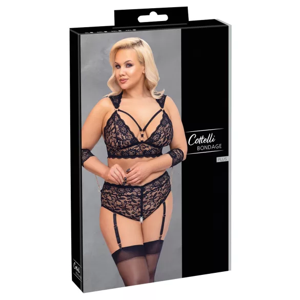 Cottelli Bondage Plus Size - set sutien dantelă (negru)