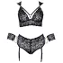 Cottelli Bondage Plus Size - set sutien dantelă (negru) - 3XL