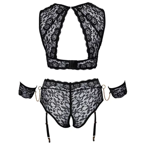 Cottelli Bondage Plus Size - set sutien dantelă (negru) - 3XL