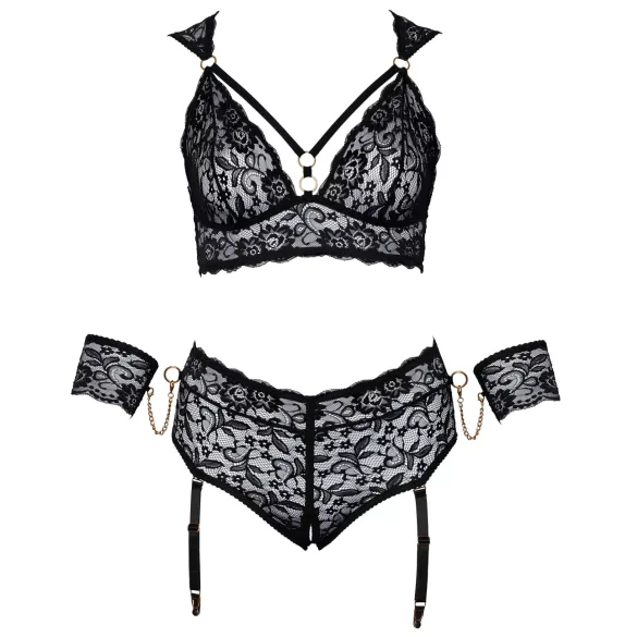 Cottelli Bondage Plus Size - set sutien dantelă (negru) - 4XL