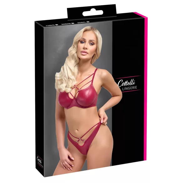 Cottelli Party - set sutien cu efect lucios - roșu - 80B/M