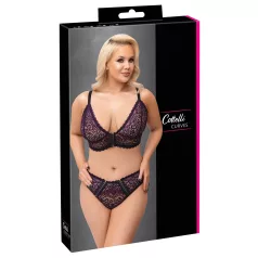 Cottelli Plus Size - Set sutien transparent cu model (mov)