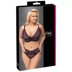 Cottelli Plus Size - Set sutien transparent cu model (mov)