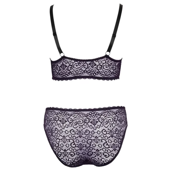Cottelli Plus Size - Set sutien transparent cu model (mov)