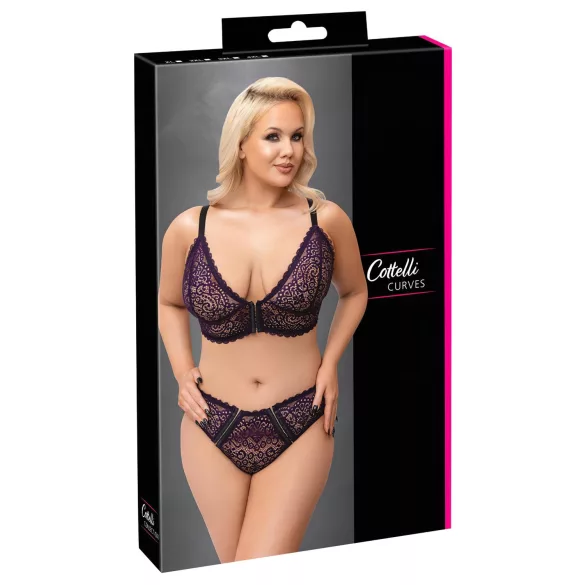 Cottelli Plus Size - Set sutien transparent cu model (mov) - 2XL