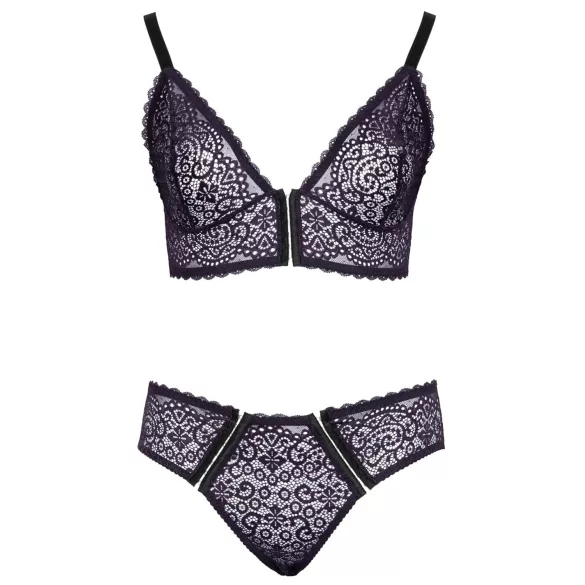 Cottelli Plus Size - Set sutien transparent cu model (mov) - 2XL