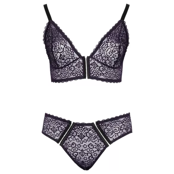 Cottelli Plus Size - Set sutien transparent cu model (mov) - 2XL