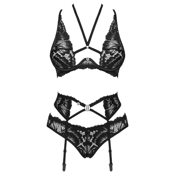 Obsessive Alessya - set lenjerie din dantelă (negru)
