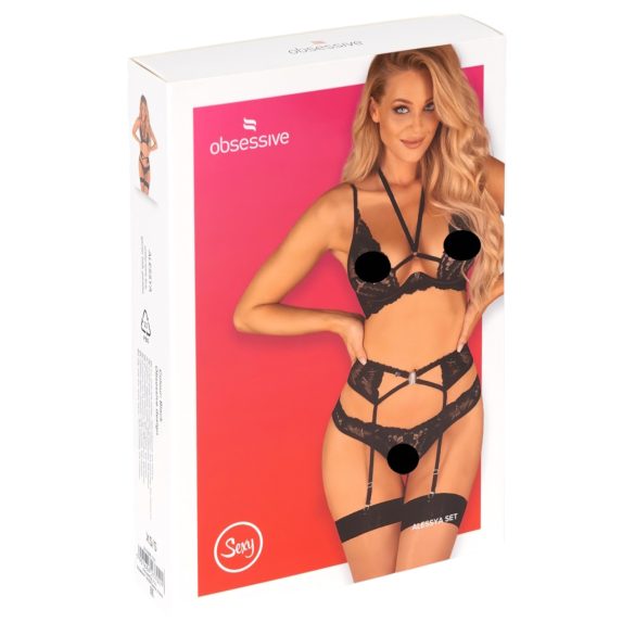 / Obsessive Alessya - set lenjerie din dantelă (negru) - M/L