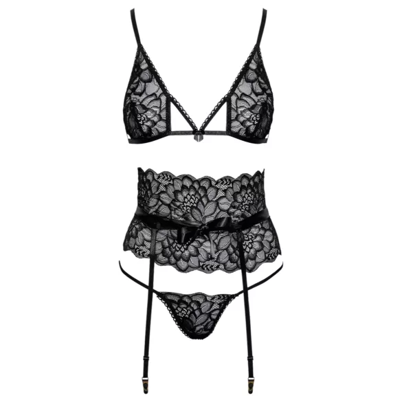 Sărutabil - set sutien cu curea talie (negru)