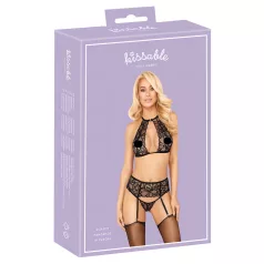   Sărutabil - set sutien dantelă cu gât legat (negru) - L/XL