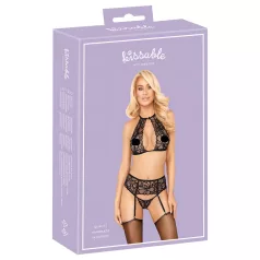   Sărutabil - set sutien dantelă cu gât legat (negru) - L/XL