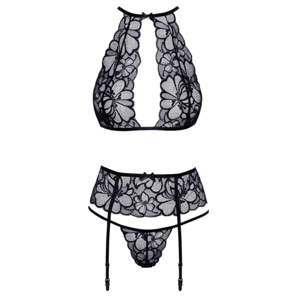 Sărutabil - set sutien dantelă cu gât legat (negru) - L/XL