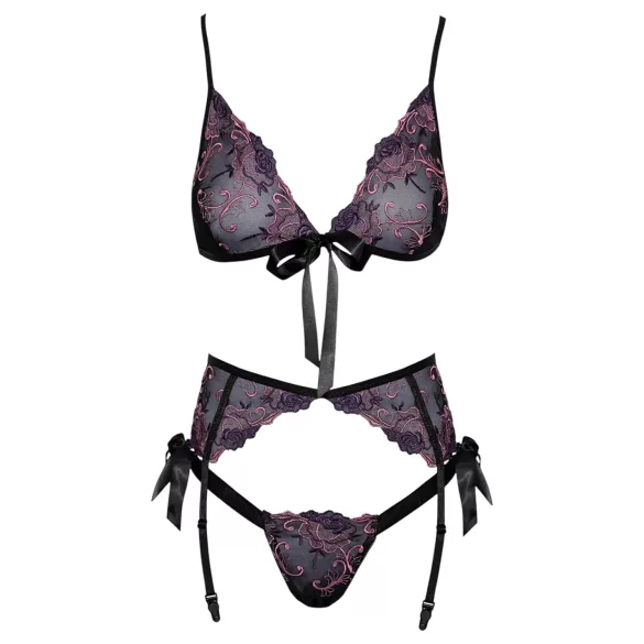 Kissable - set sutiene brodate roz-mov (negru)
