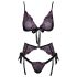 Kissable - set sutiene brodate roz-mov (negru) - L/XL