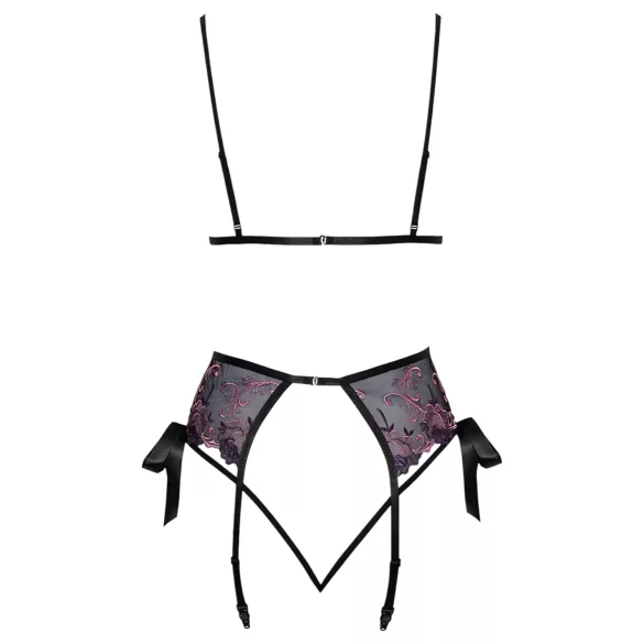 Kissable - set sutiene brodate roz-mov (negru) - L/XL