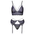 Cottelli - Set lenjerie 3 piese dantelă (negru-violet)