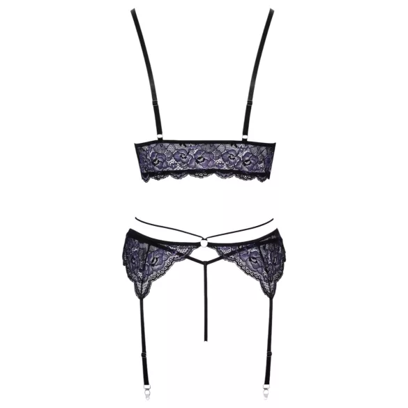 Cottelli - Set lenjerie 3 piese dantelă (negru-violet)