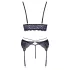 Cottelli - Set lenjerie 3 piese dantelă (negru-violet)