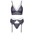 Cottelli - Set lenjerie 3 piese dantelă (negru-violet) - XL