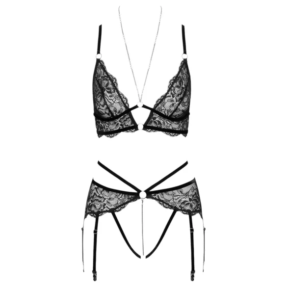 Set Sutien Dantelă Deschis Abierta Fina (negru)