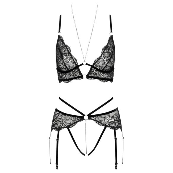Set Sutien Dantelă Deschis Abierta Fina (negru) - L