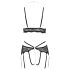 Set lingerie negru deschis încântător Abierta Fina - L