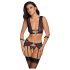 Cottelli Bondage - set lenjerie și cătușe (negru-violet)