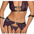 Cottelli Bondage - set lenjerie și cătușe (negru-violet)
