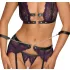 Cottelli Bondage - set lenjerie și cătușe (negru-violet)