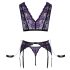 Cottelli Bondage - set lenjerie și cătușe (negru-violet)