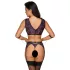 Cottelli Bondage - set lenjerie și cătușe (negru-violet) - M