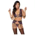Cottelli Bondage - set lenjerie și cătușe (negru-violet) - M