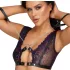 Cottelli Bondage - set lenjerie și cătușe (negru-violet) - M