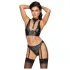 Cottelli Bondage - set sutien lucios cu cătușe (negru) - M