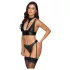 Cottelli Bondage - set sutien lucios cu cătușe (negru) - M