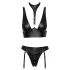 Cottelli Bondage - set sutien lucios cu cătușe (negru) - M