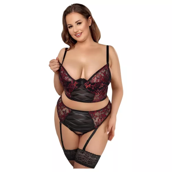 Cottelli Plus Size - set lenjerie sexy - mărime mare - roșu
