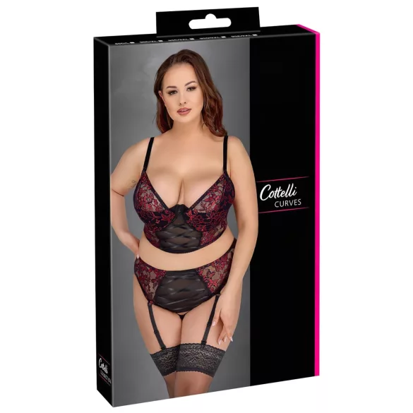 Cottelli Plus Size - set lenjerie sexy - mărime mare - roșu